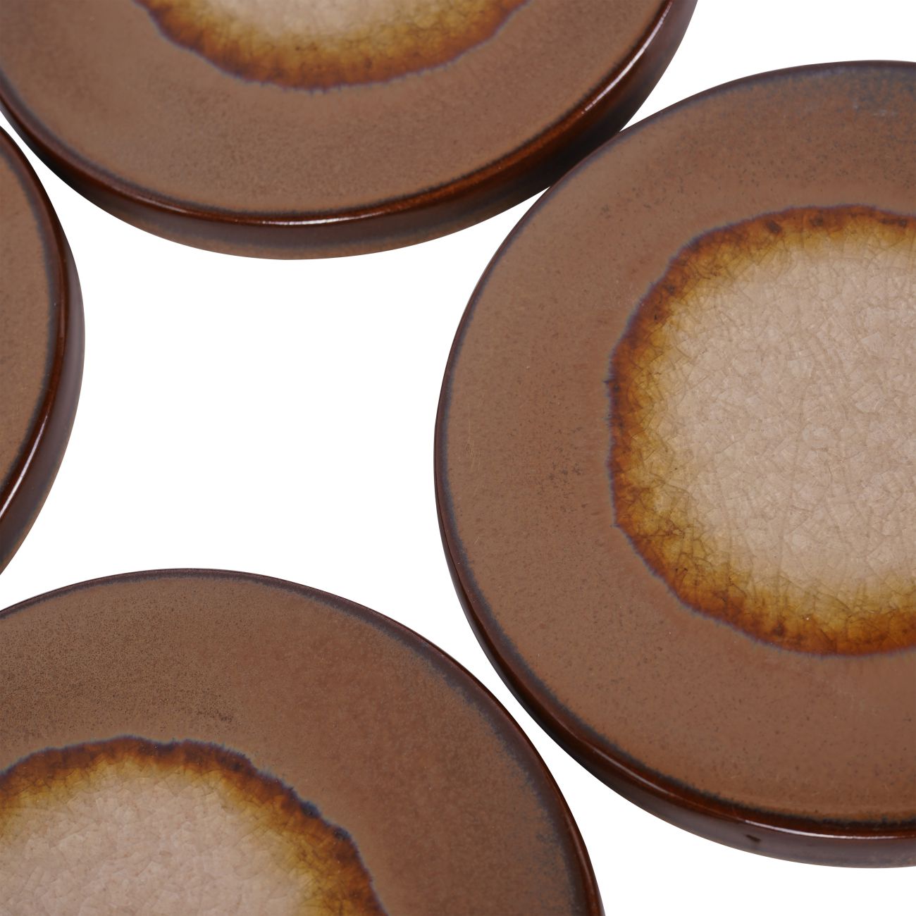 Set of 4 Reactive Glazed Medway Ochre Round Coasters